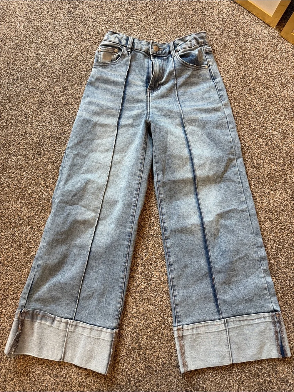 Jessica Simpson Light Blue Wide-Leg Jeans with Front Panel Seams